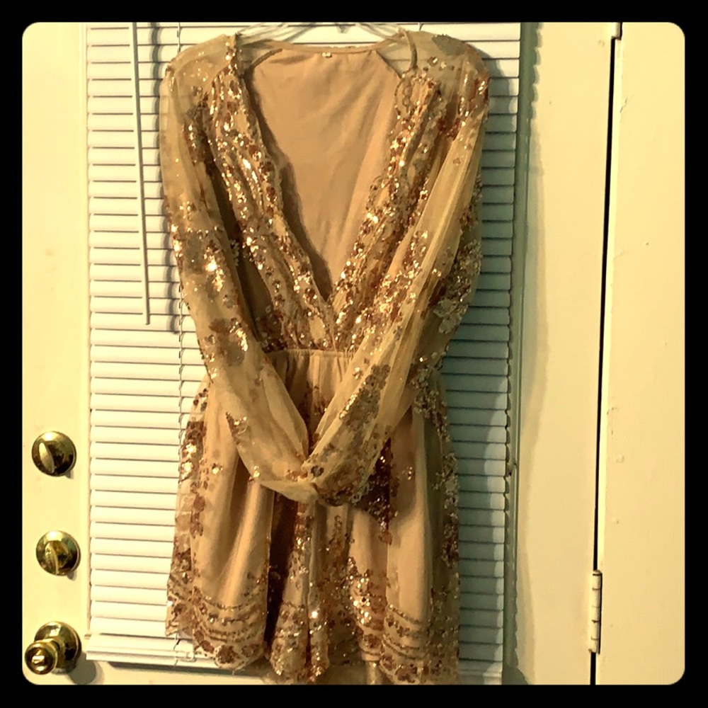 Rose gold sequin romper